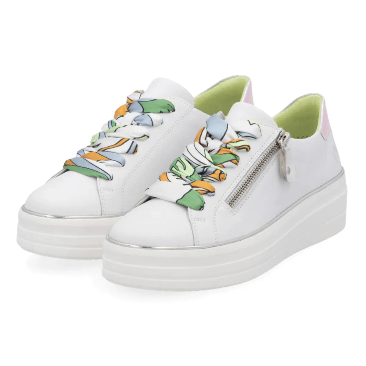 Rieker Women's Julika D1C06-80 White/Silver-Multi