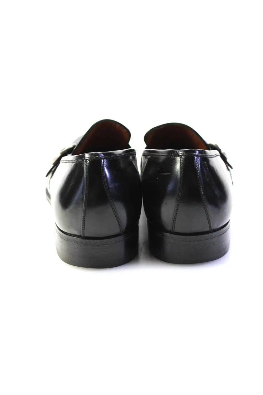 Salvatore Ferragamo Mens Patent Leather Slide On Dress Loafers Black