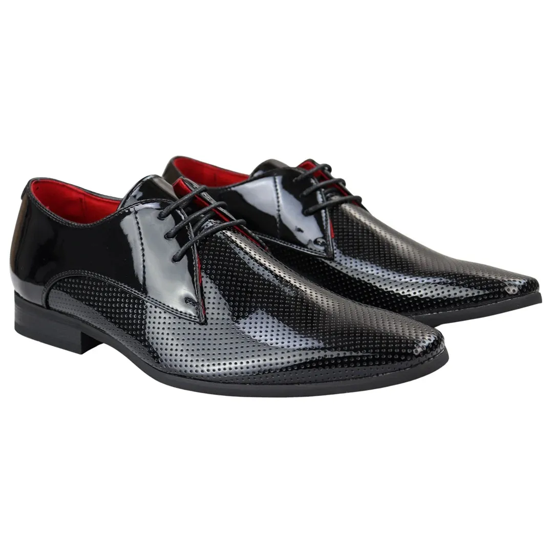 Shiny Shoes Smart Formal Perforated Pointed Laced