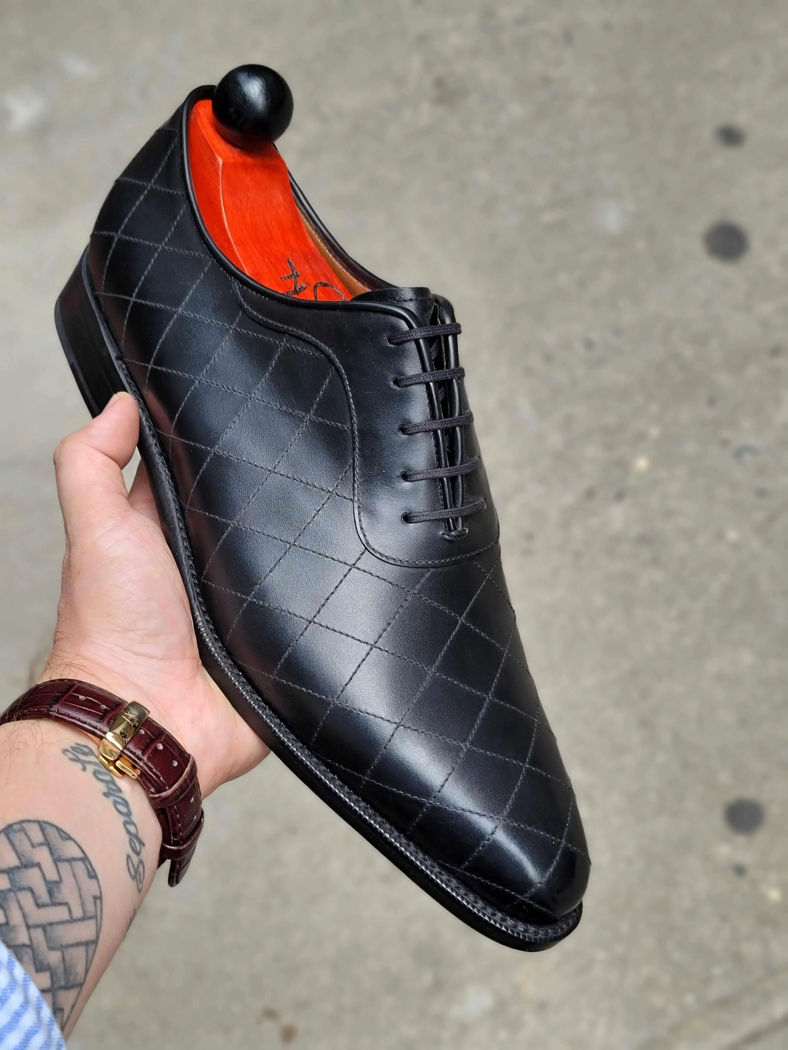 Spokane - Quilted Black Calf