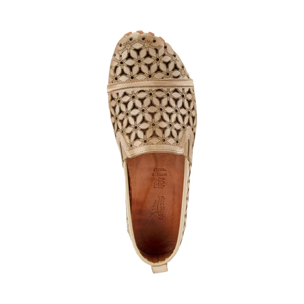 Spring Step Women's Flowerflow Slip On Flat in Beige