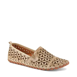 Spring Step Women's Flowerflow Slip On Flat in Beige