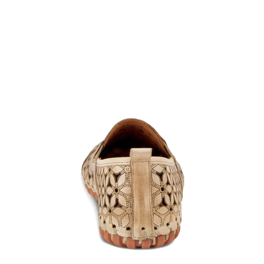 Spring Step Women's Flowerflow Slip On Flat in Beige