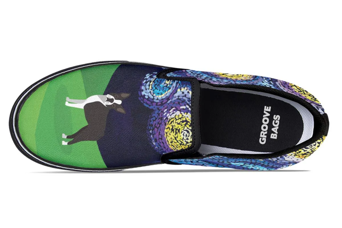 Starry Night Boston Terrier Slip-On Shoes