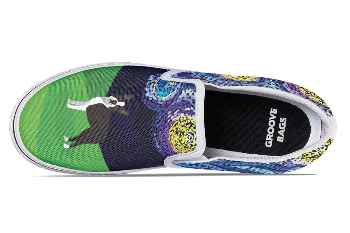Starry Night Boston Terrier Slip-On Shoes