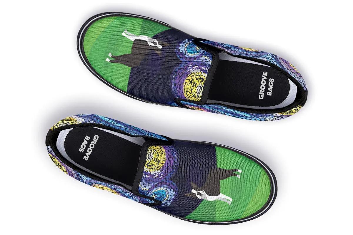 Starry Night Boston Terrier Slip-On Shoes