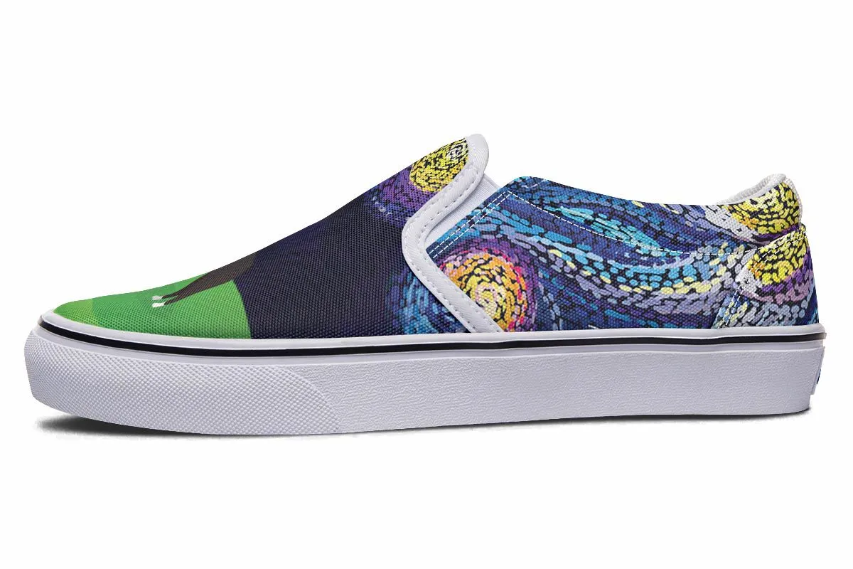Starry Night Boston Terrier Slip-On Shoes