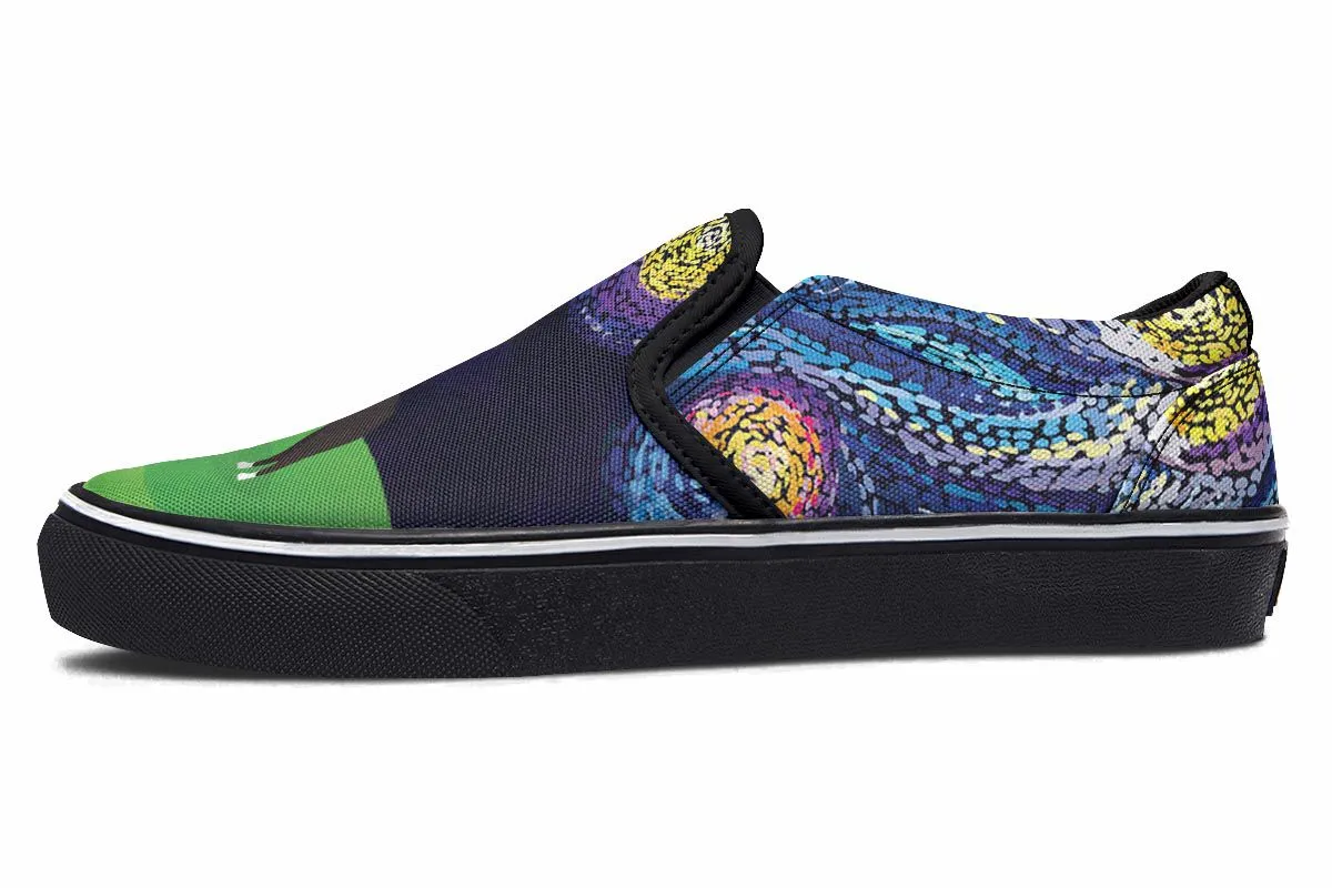 Starry Night Boston Terrier Slip-On Shoes