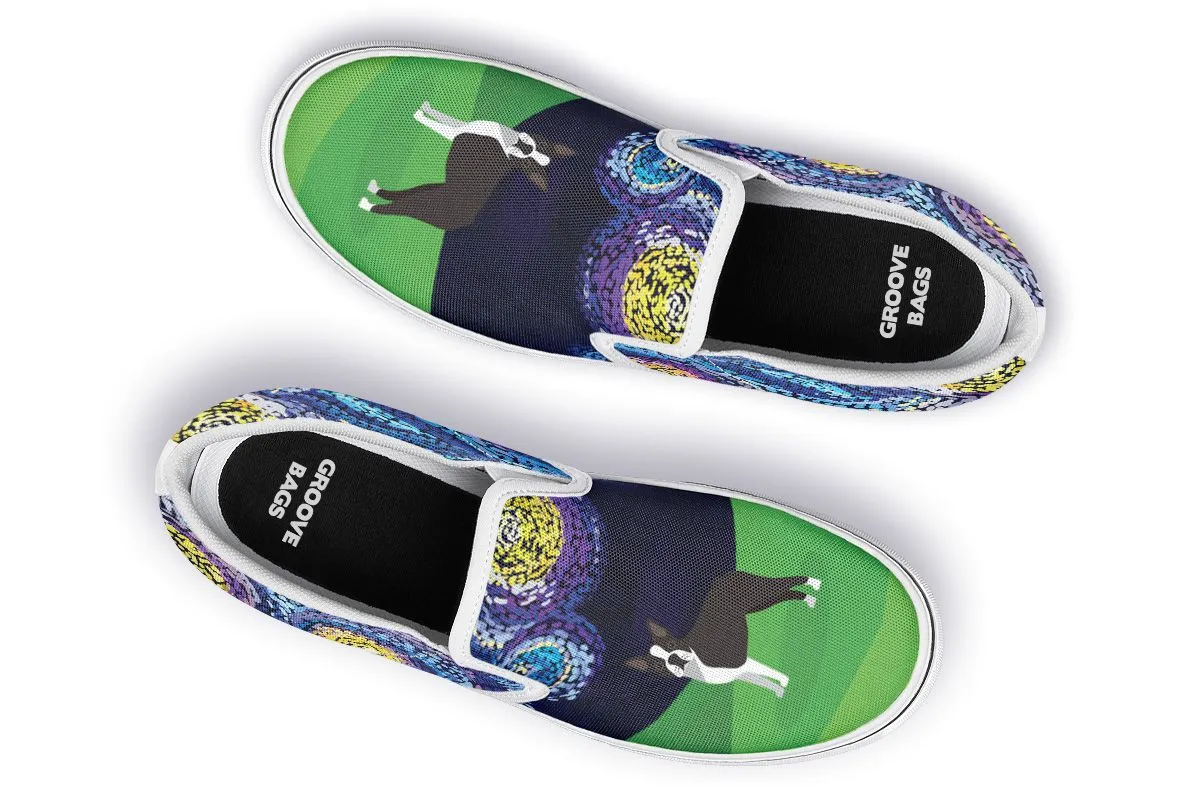 Starry Night Boston Terrier Slip-On Shoes