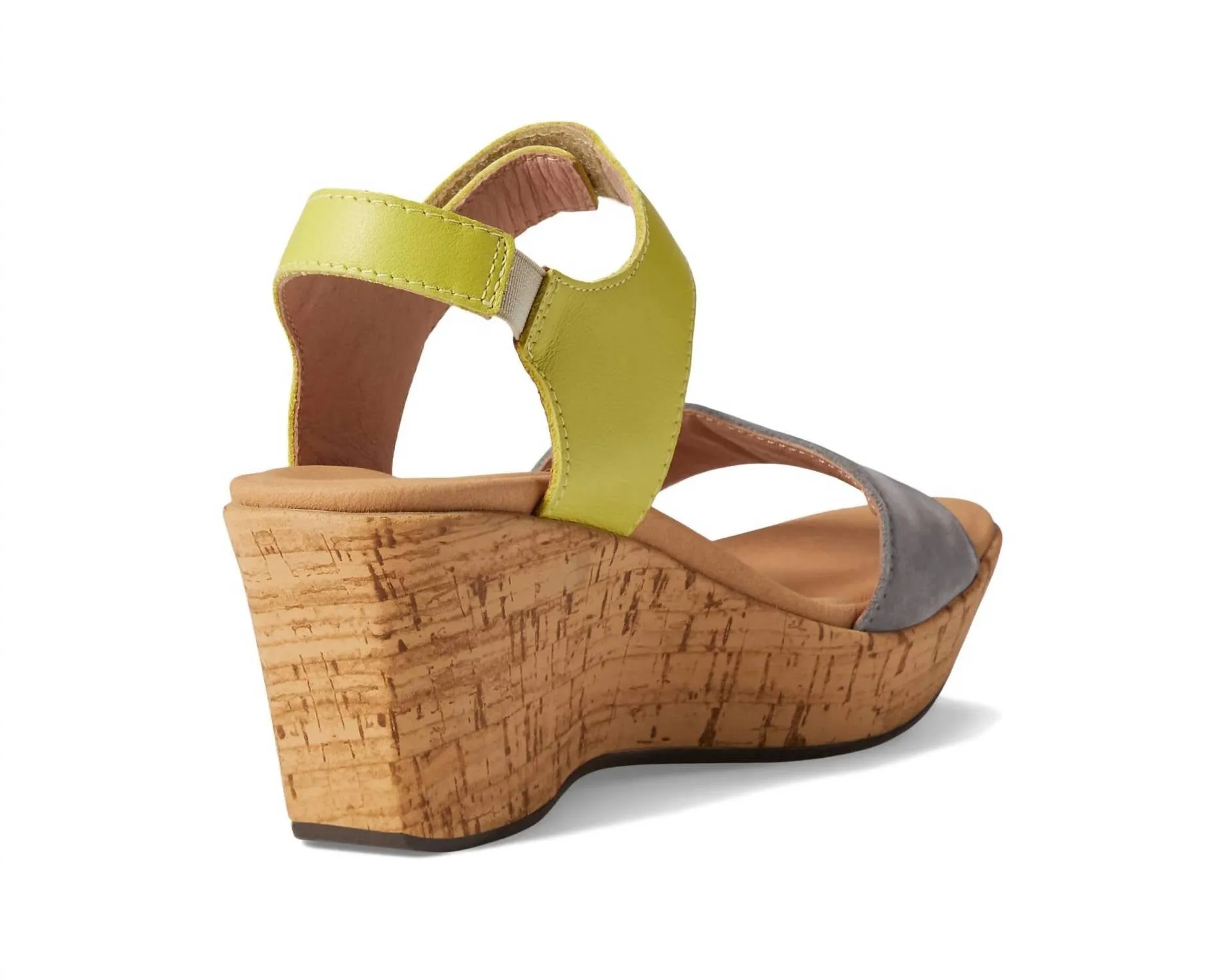 Summer Platform Wedge In Smoke Gray Nubuck/soft Lime Leather