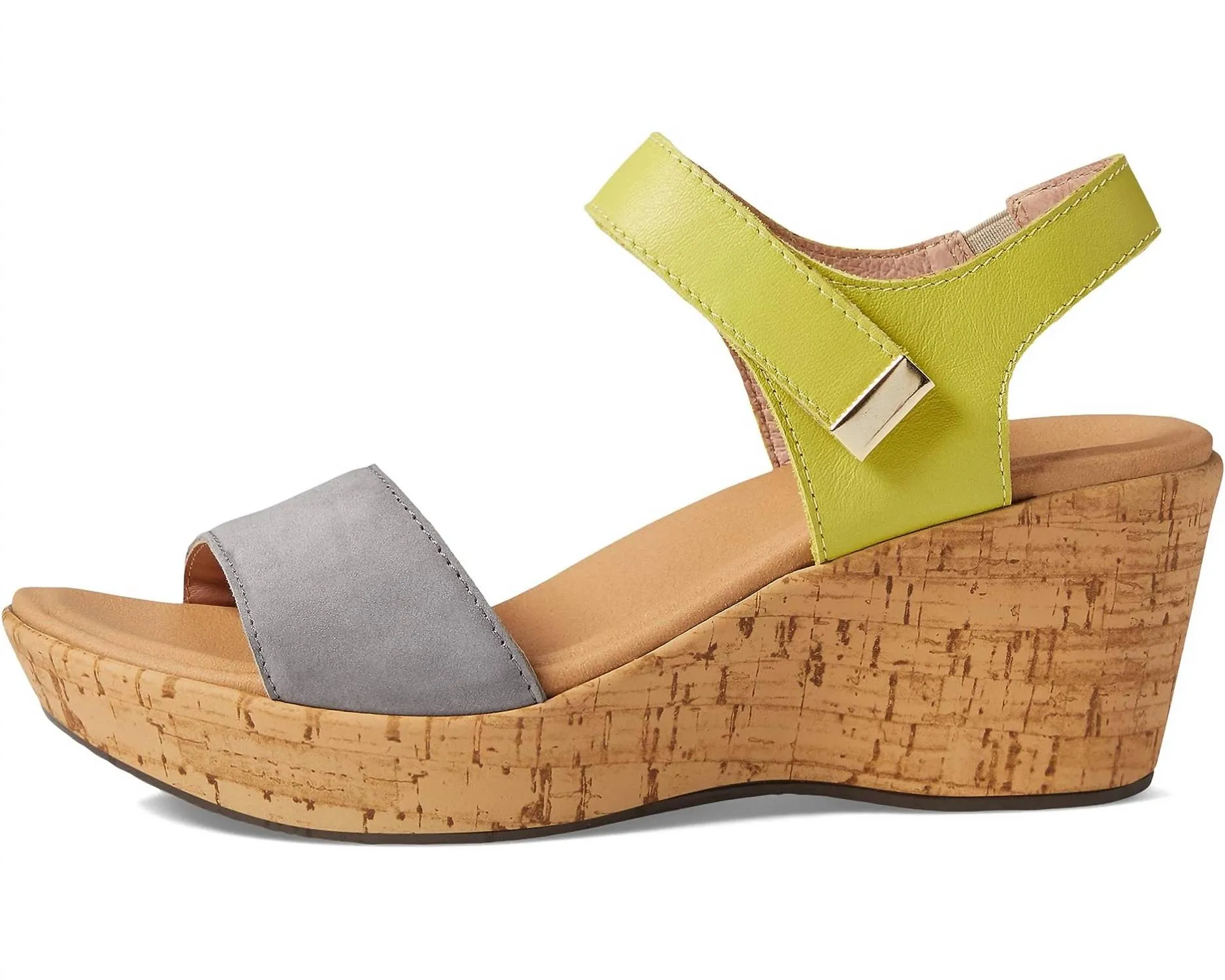 Summer Platform Wedge In Smoke Gray Nubuck/soft Lime Leather