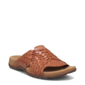 Taos Women's Guru Woven Leather Slide Sandal in Honey Tan
