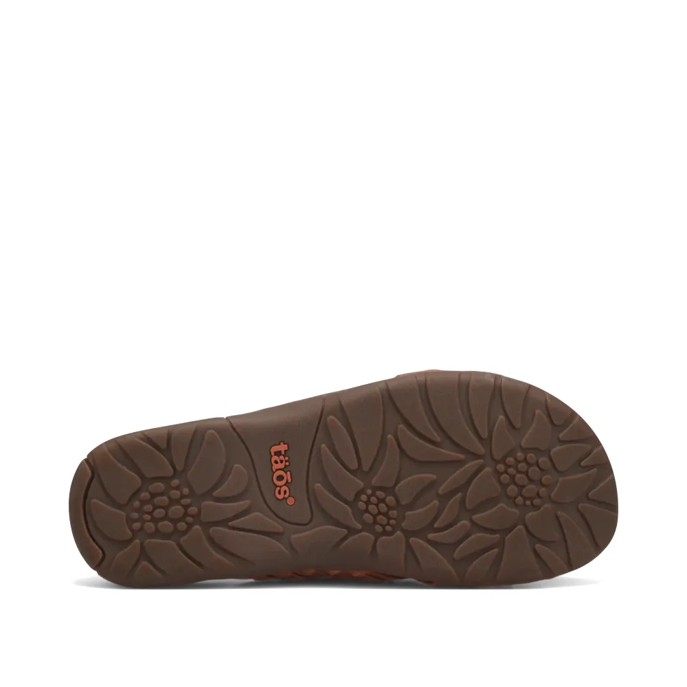Taos Women's Guru Woven Leather Slide Sandal in Honey Tan
