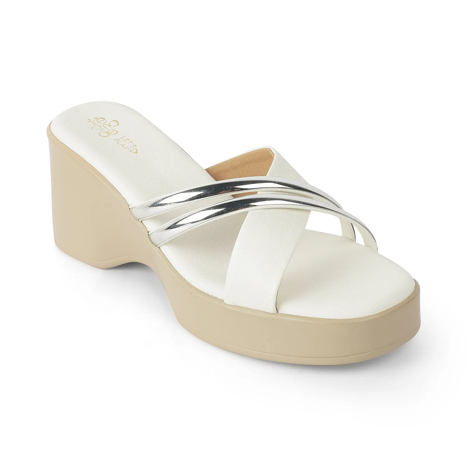 Tresmode Coglam White Women's Dress Wedge Sandals