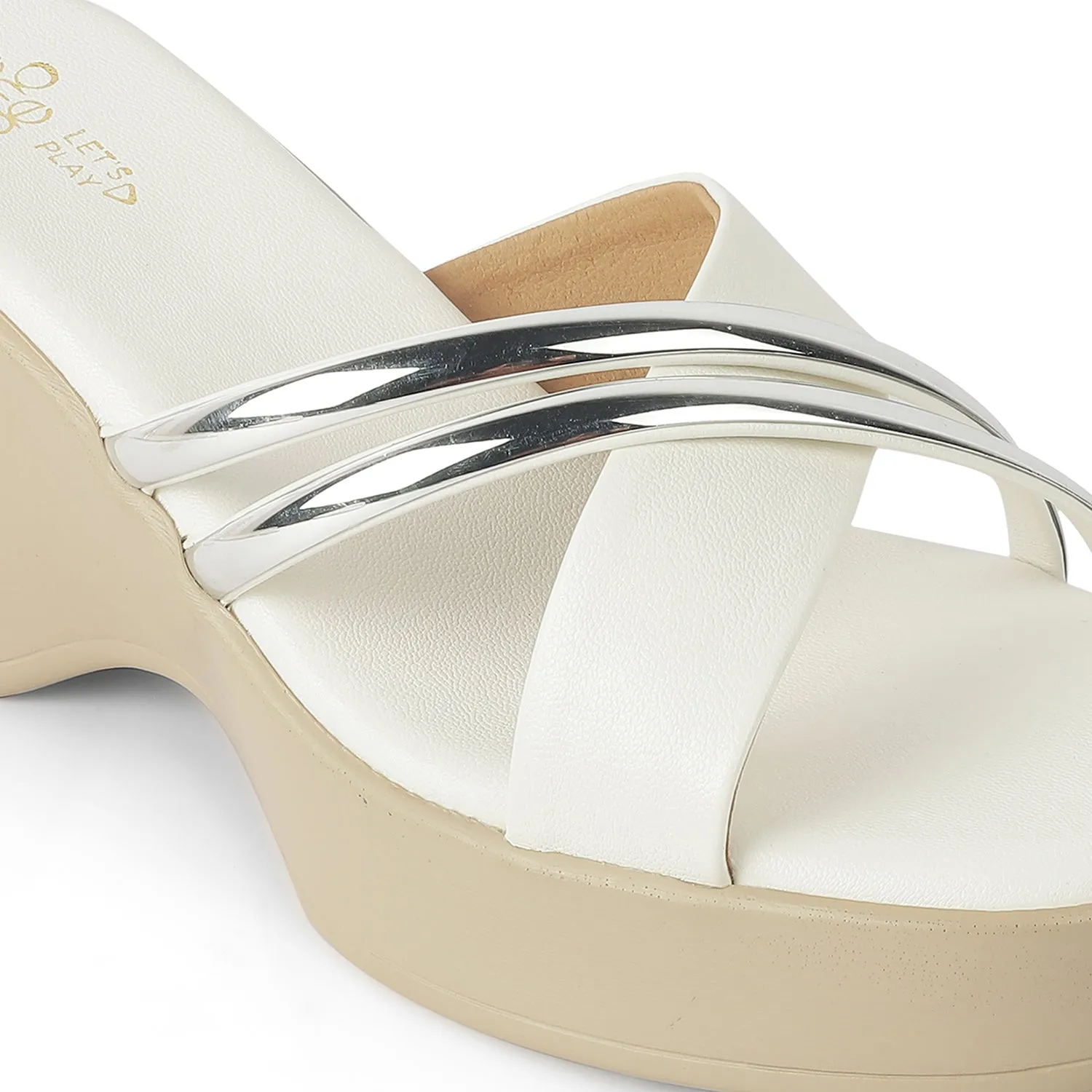 Tresmode Coglam White Women's Dress Wedge Sandals