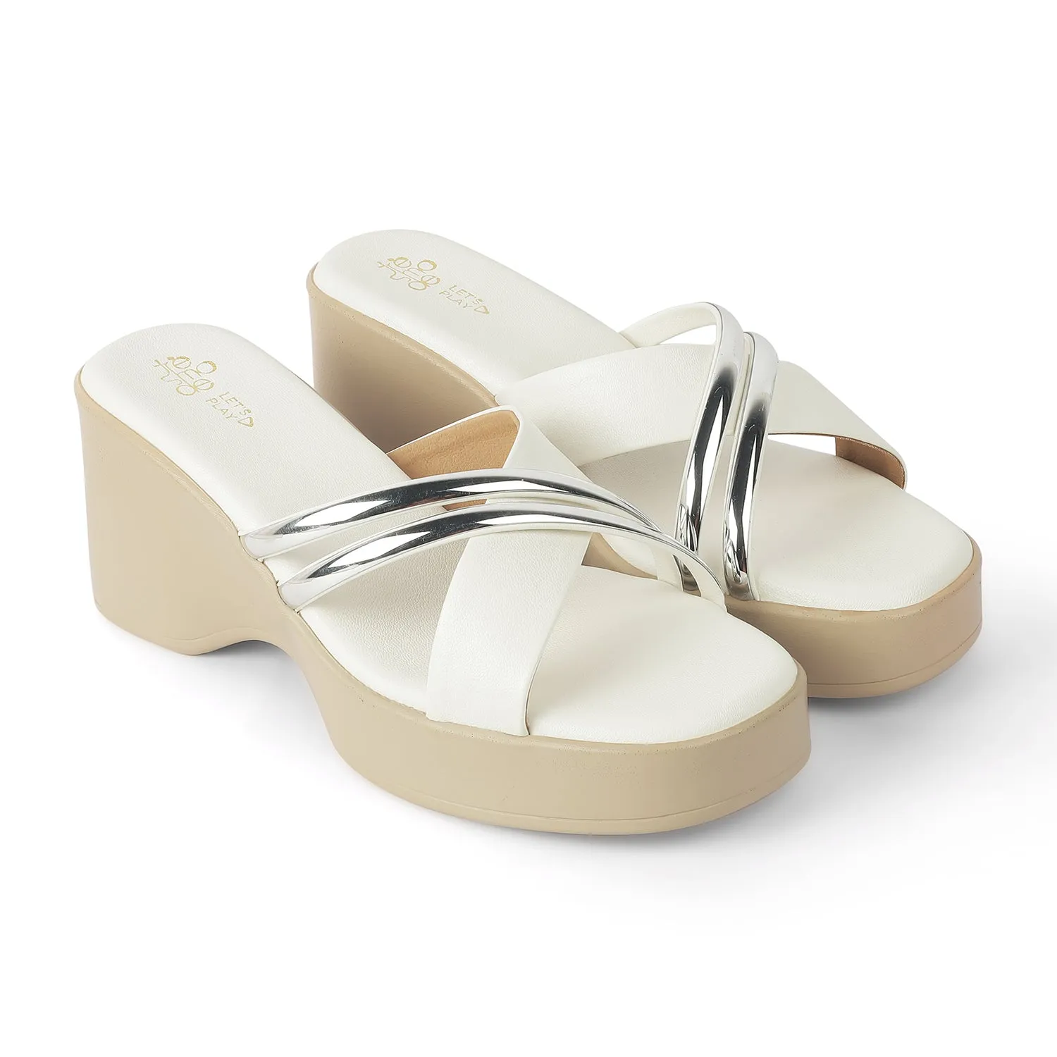 Tresmode Coglam White Women's Dress Wedge Sandals