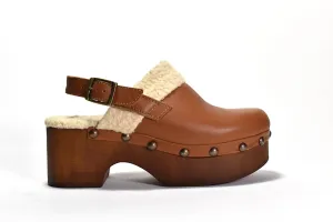 Wenna Clog In Cuoio Leather