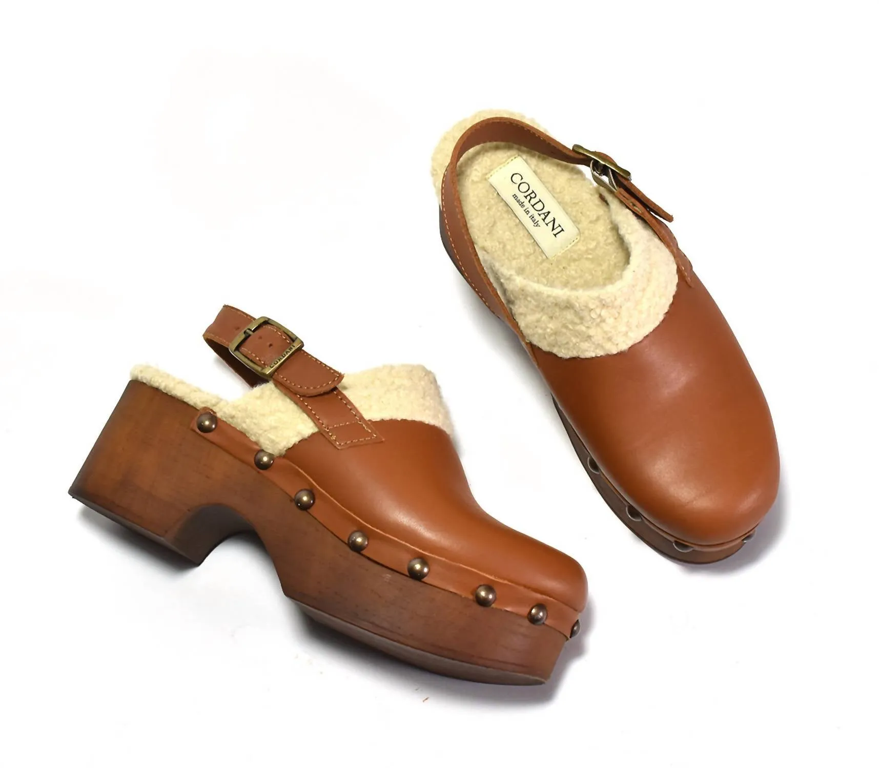 Wenna Clog In Cuoio Leather