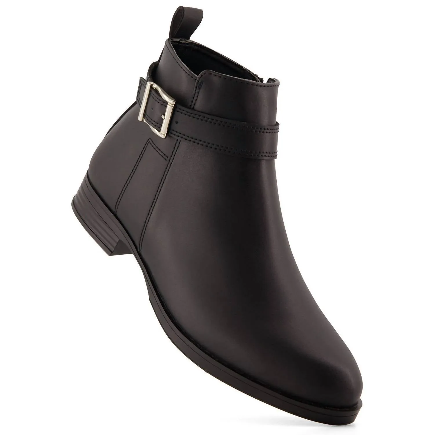 Women's Belt Buckle Booties In Black