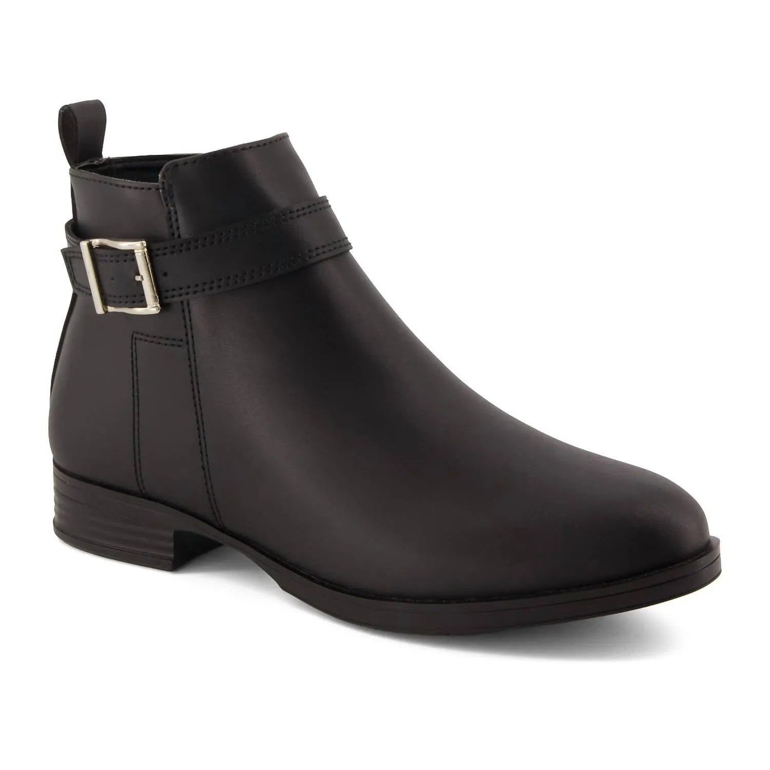 Women's Belt Buckle Booties In Black