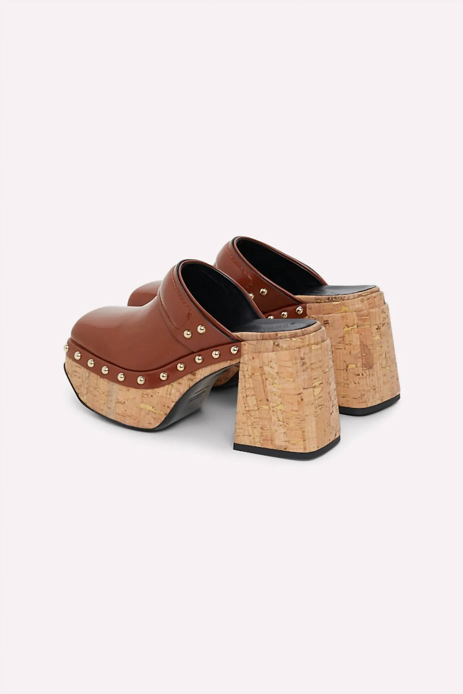 Women's Cork Contrast Platform Clogs In Red Brown