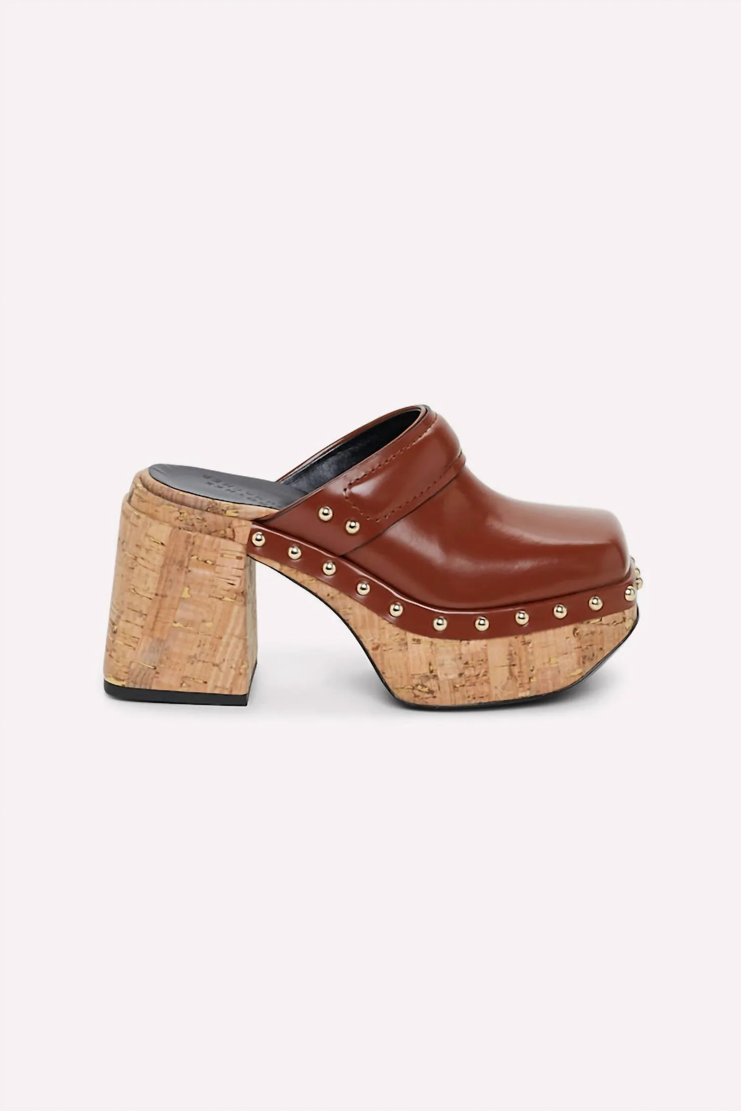 Women's Cork Contrast Platform Clogs In Red Brown