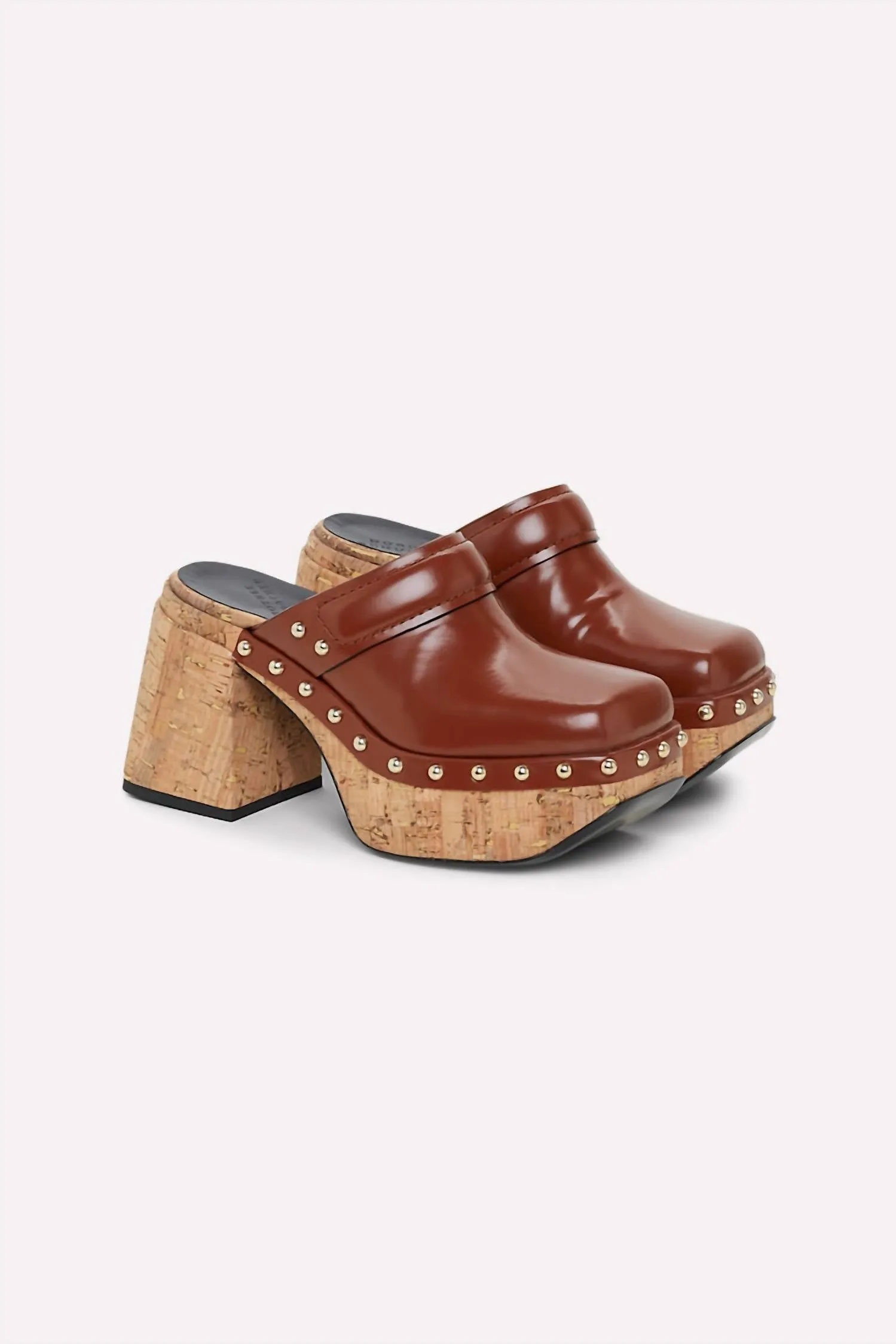Women's Cork Contrast Platform Clogs In Red Brown