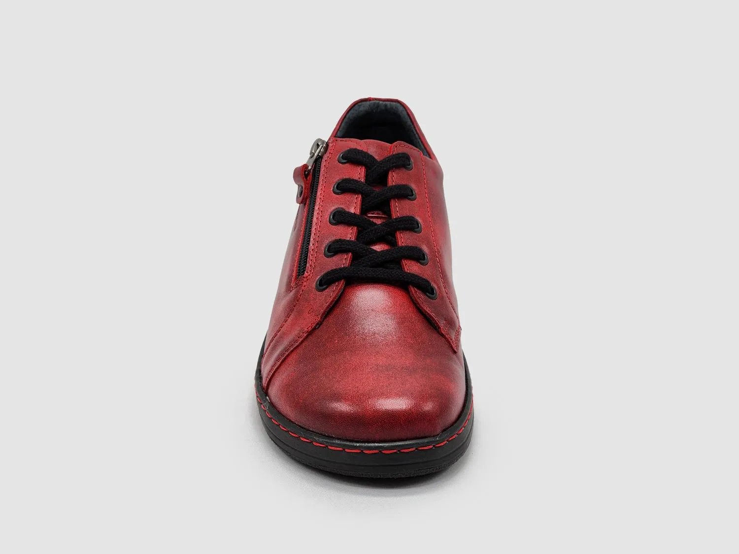 Women's Dr Wellness Zip-Up Leather Shoes In Red/black