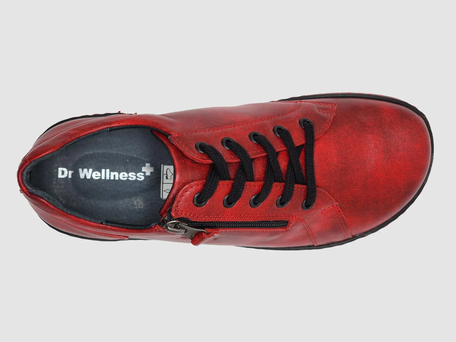 Women's Dr Wellness Zip-Up Leather Shoes In Red/black