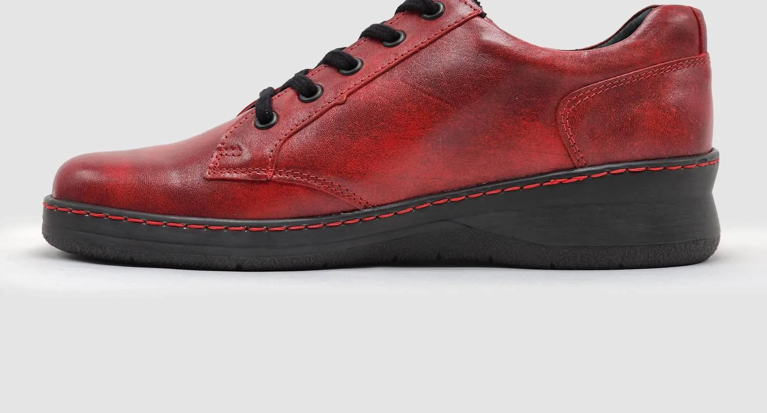 Women's Dr Wellness Zip-Up Leather Shoes In Red/black