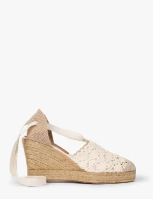 Women's High Valenciana Lace Espadrille In Chalk