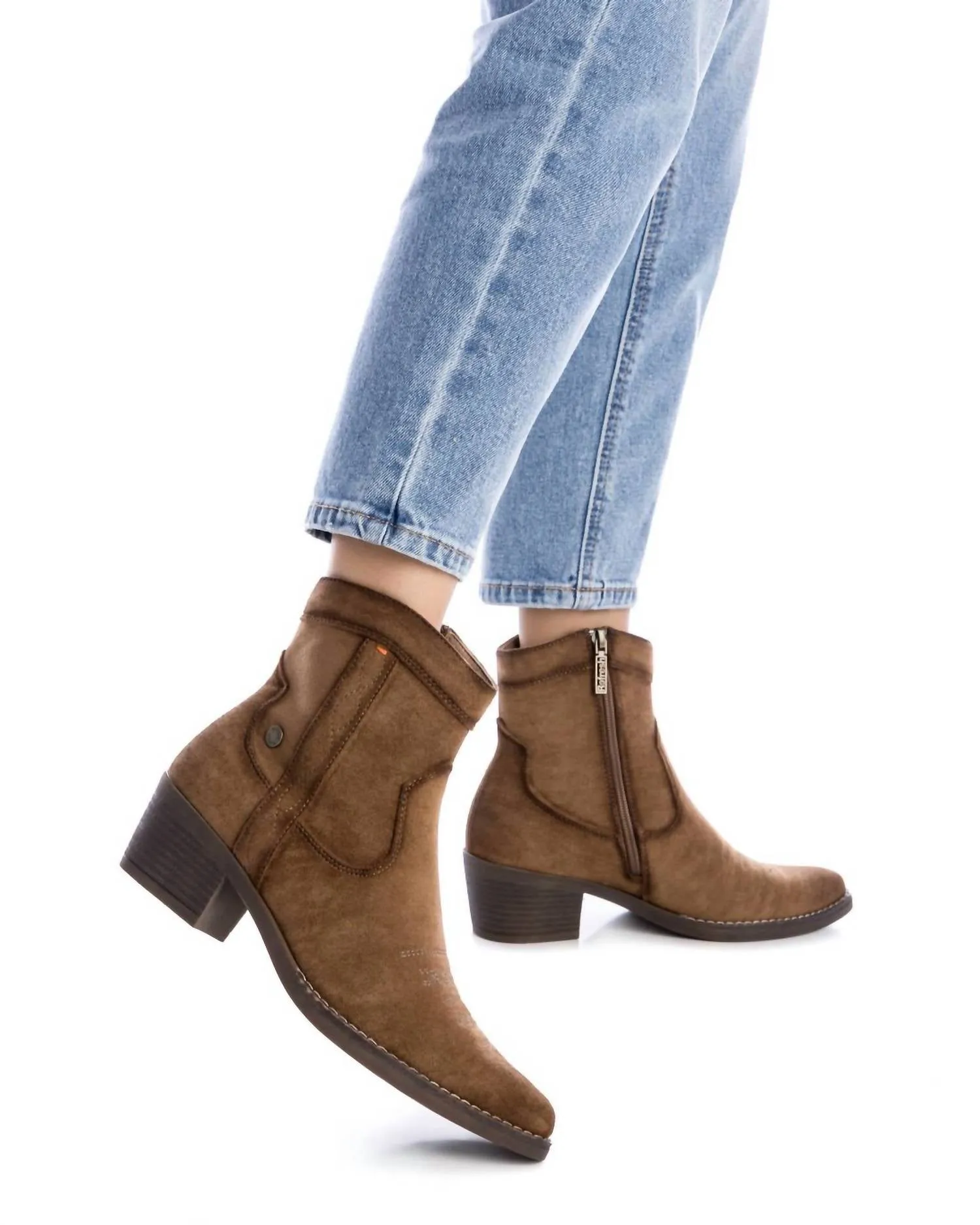 Women's Italian Western Booties In Camel