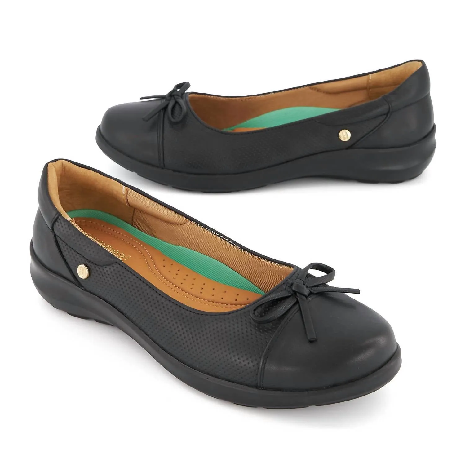 Women's Leather Ballerinas Ultra Comfort Flats In Black