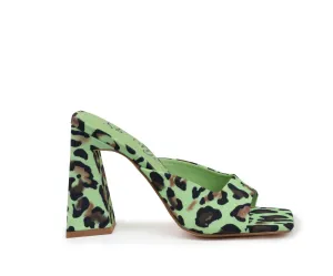 Women's Slides Sandals In Green Leopard
