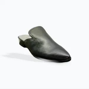 Women's Soft Leather Mule In Black