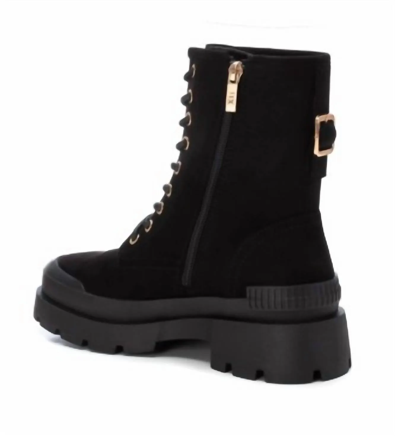 Women's Suede Lace-Up Booties In Black