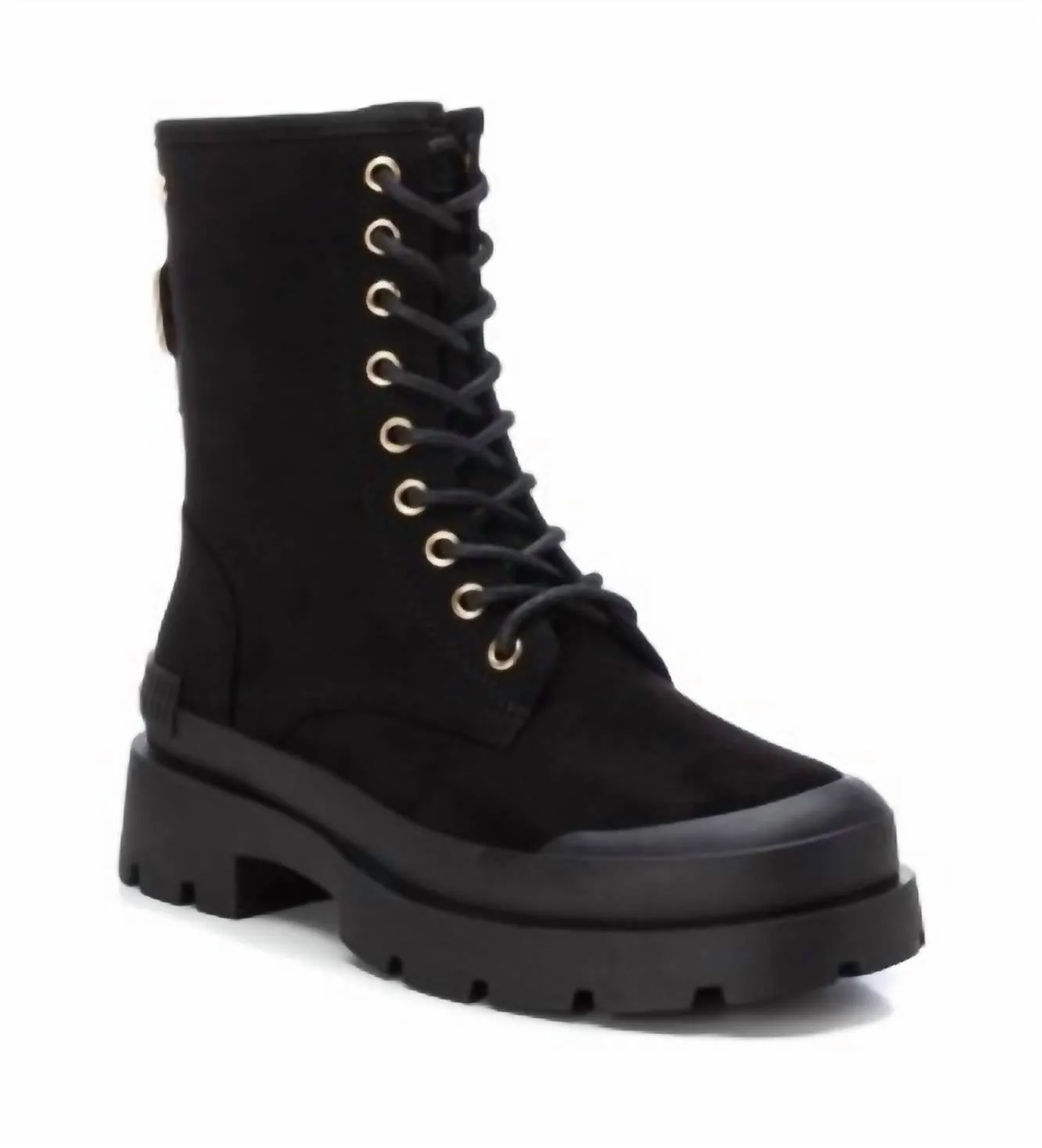 Women's Suede Lace-Up Booties In Black