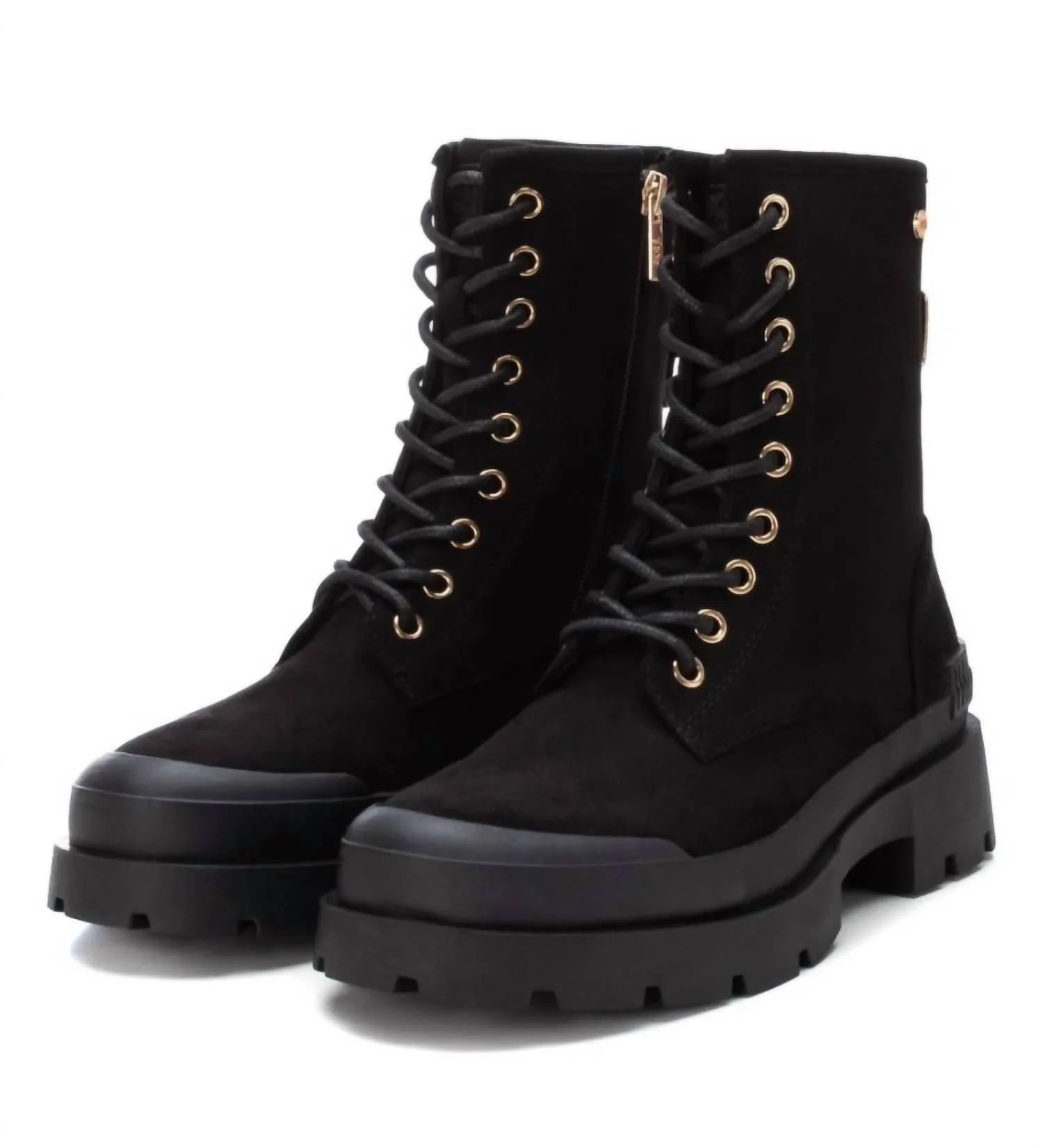 Women's Suede Lace-Up Booties In Black