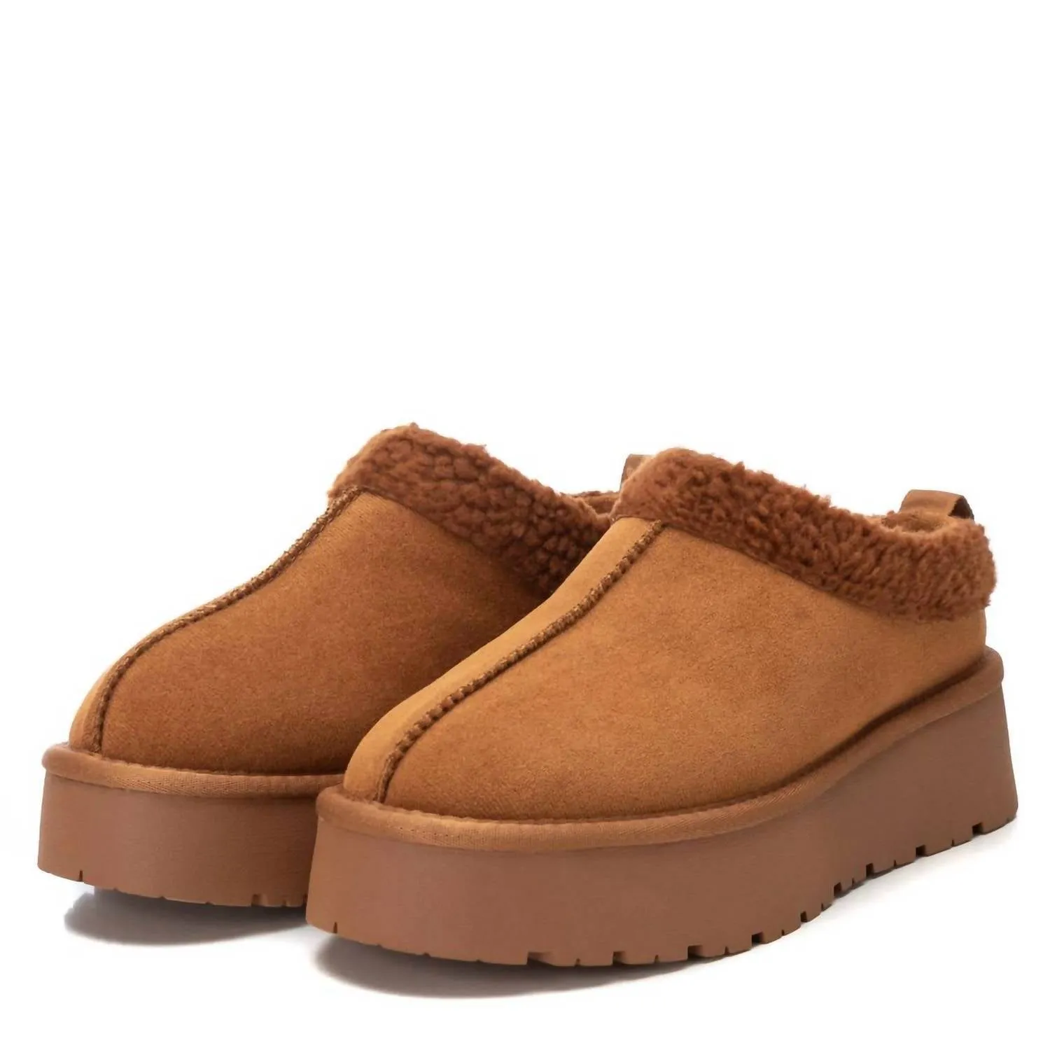 Women's Winter Suede Clogs In Camel