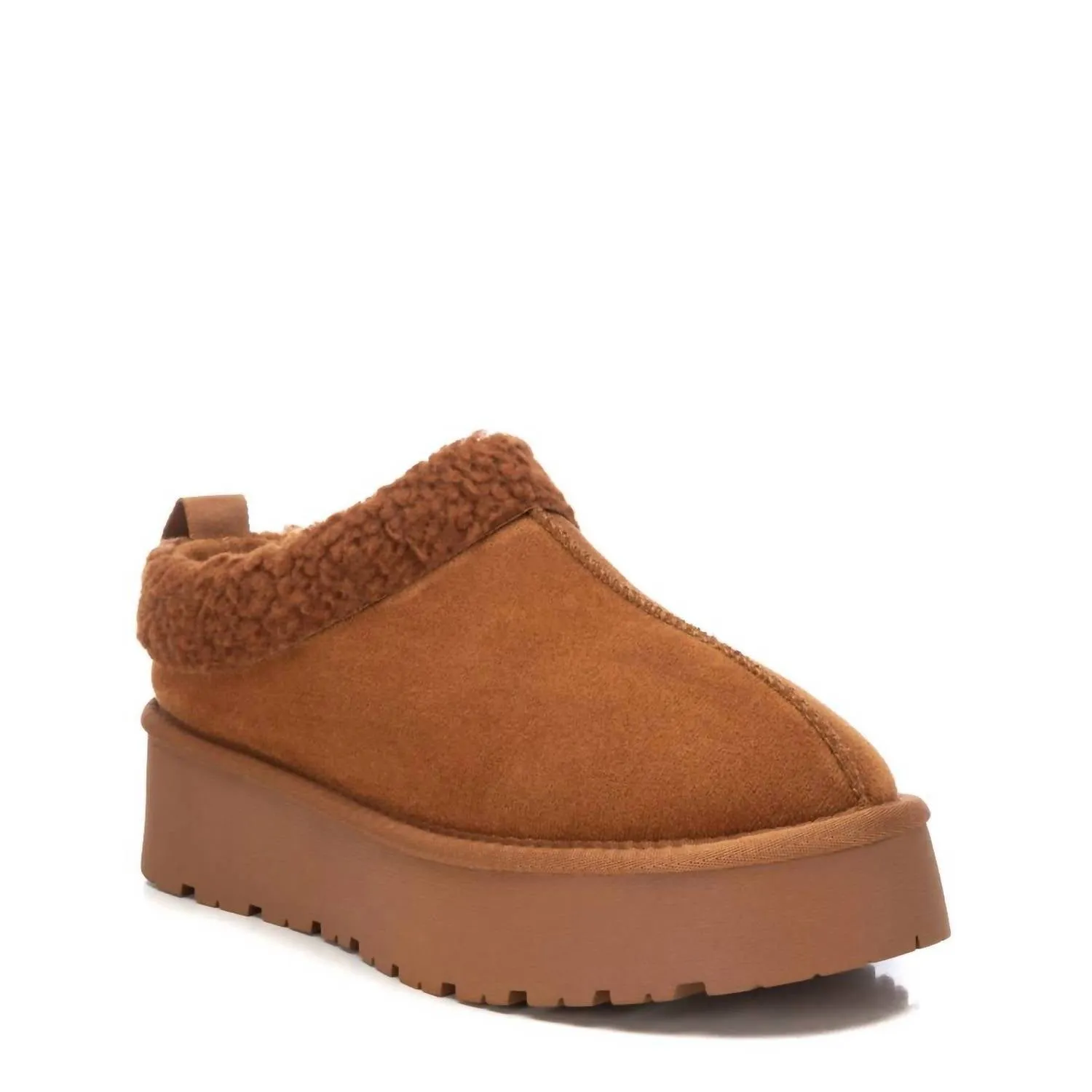 Women's Winter Suede Clogs In Camel